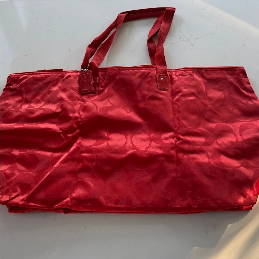 Coach Red Signature Satin Packable Totes NEW 👜 - Picture 6 of 8
